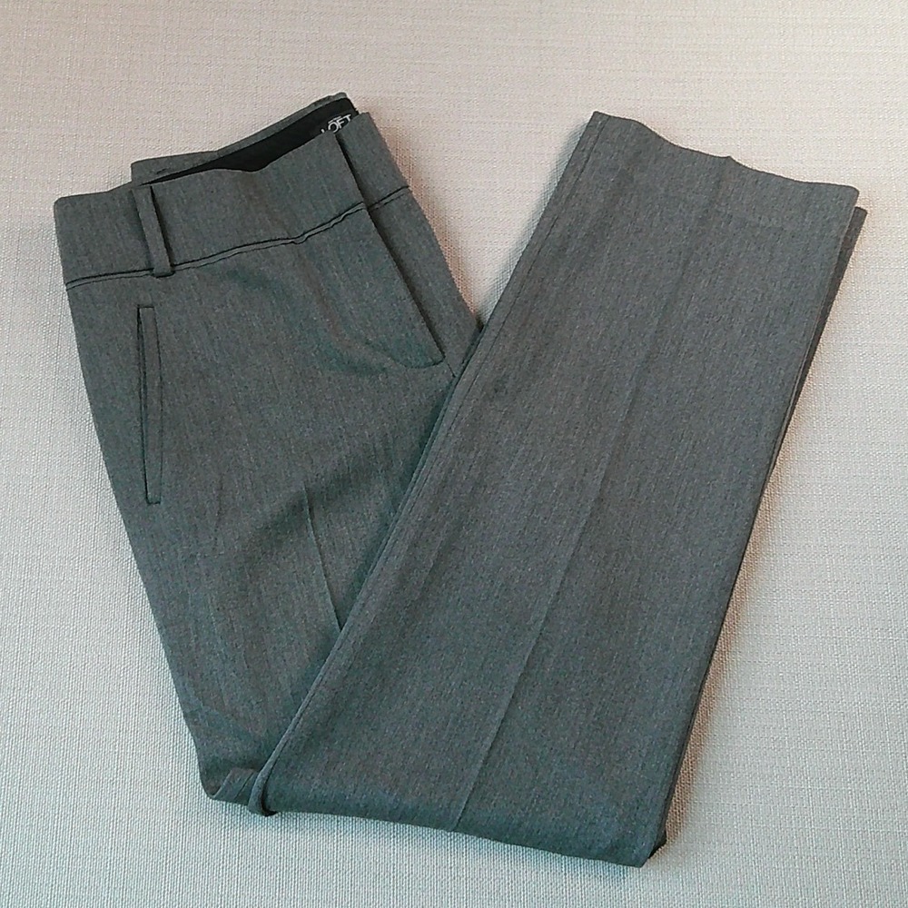 Ann Taylor LOFT Julie Straight Pants Women 6 Gray Dress Trousers Stretch